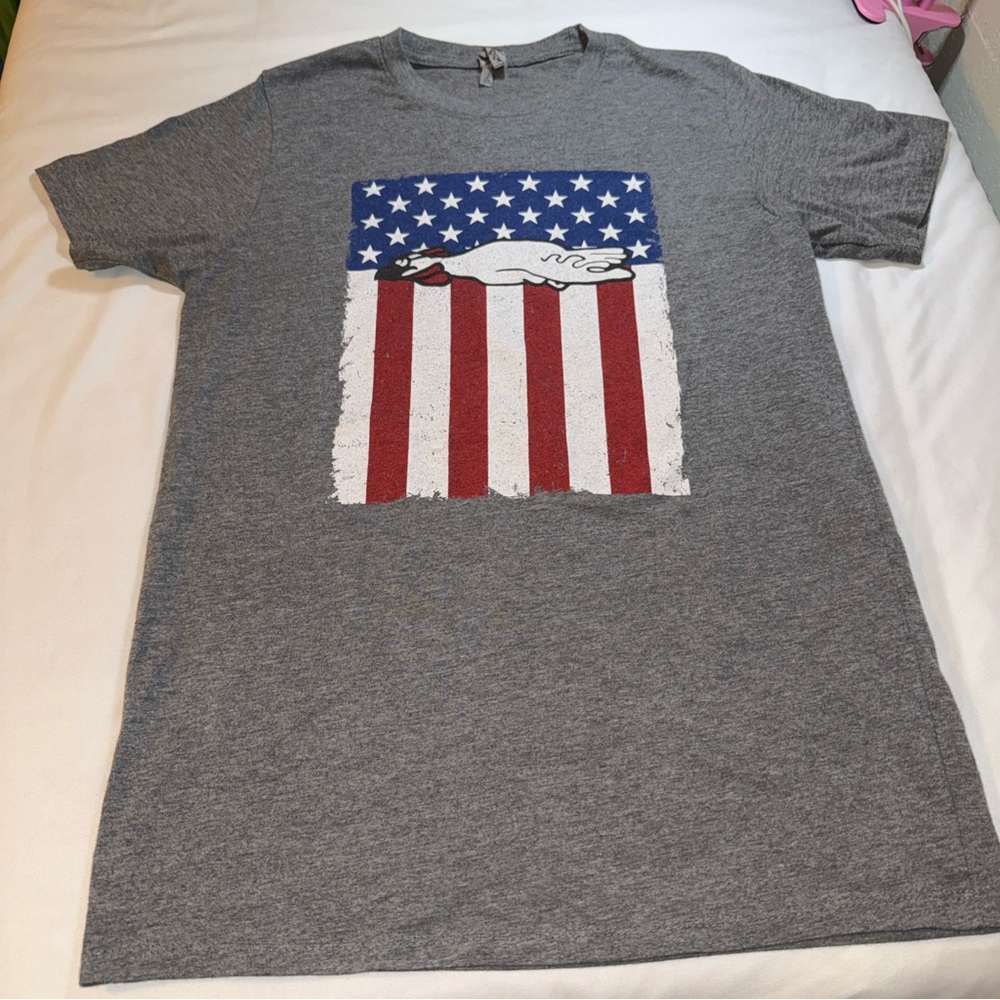 “Next Level” Workers Chicken Express t size S Small T-shirt American Flag Gray